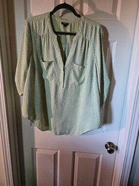 Torrid Sage Green Polka Dot Blouse — 1X